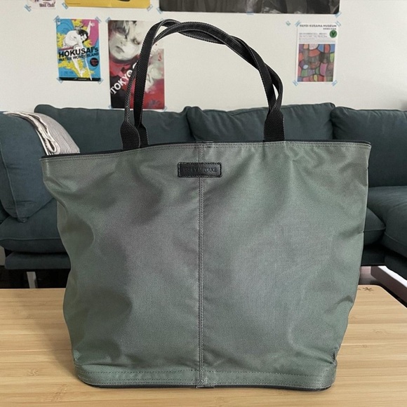Issey Miyake Other - ISSEY MIYAKE Olive Green BALLISTIC NYLON Duffel Tote with Black Handles